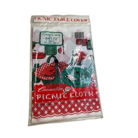 Vintage Picnic Table Cover New Old Stock 54" x 72" Plastic Bar-b-ques - Picture 2 of 7